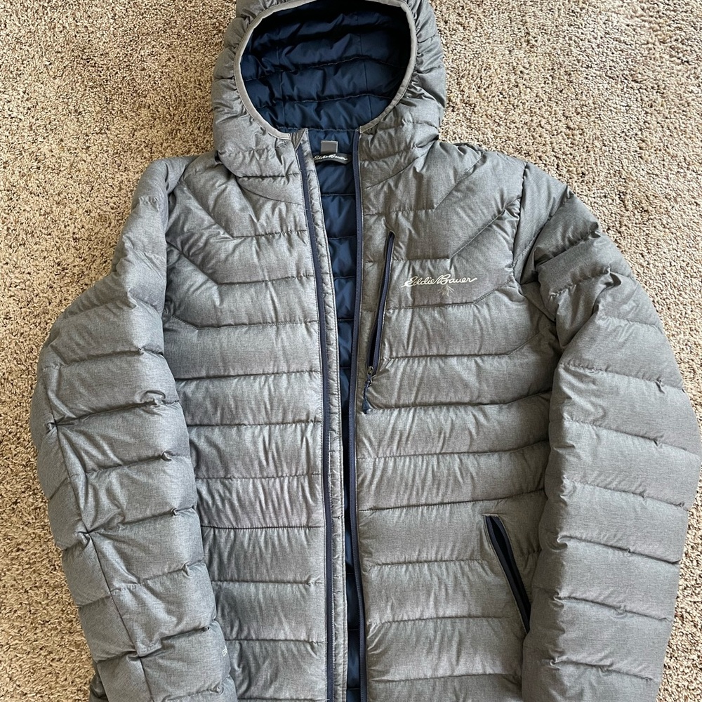 Eddie Bauer Men's Two-Tone Gray Puffer Jacket